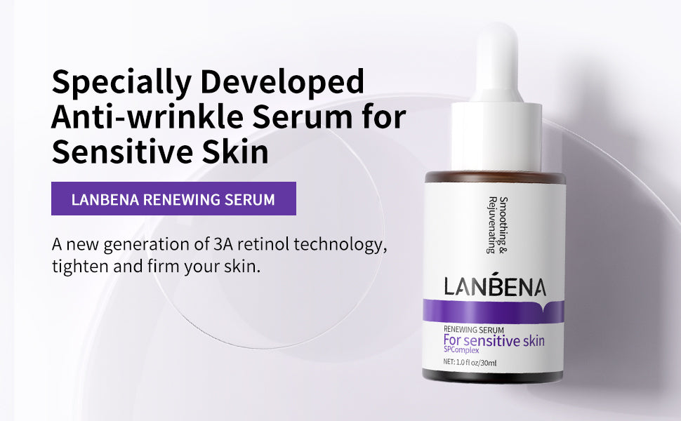 LANBENA Retinol-Serum für das Gesicht, Retinol-Serum mit Hyaluronsäure gegen Fältchen und feine Linien, Erneuerndes und Aufpolsterndes Nachtgesichtsserum für strahlende Haut, Serum für empfindliche Haut, 30 ml
