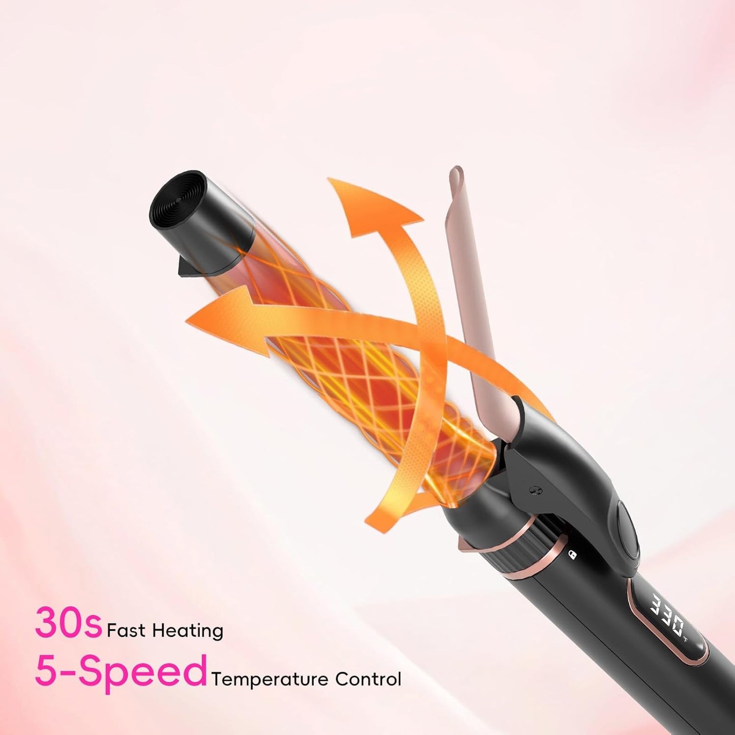 Hair Straightening Brush Set with Thermal Brush Flat Iron, 1 Inch Ceramic Curling Iron, 5 Adjustable Temps Professional Fast Heat with Glove, Dual Voltage for Travel