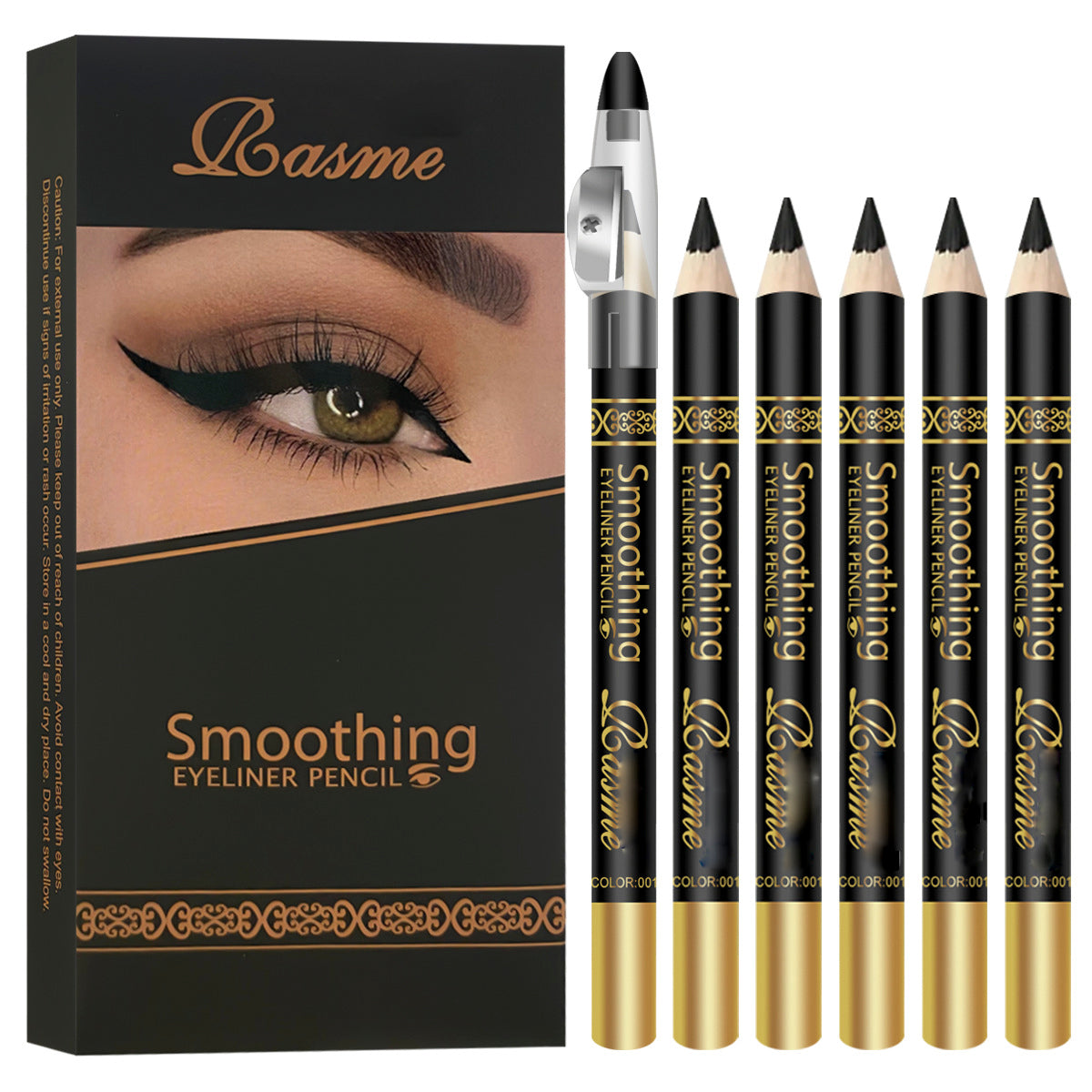 Longwear Kohl Eyeliner Pencil Waterproof Smudge Proof Matte Black Eye