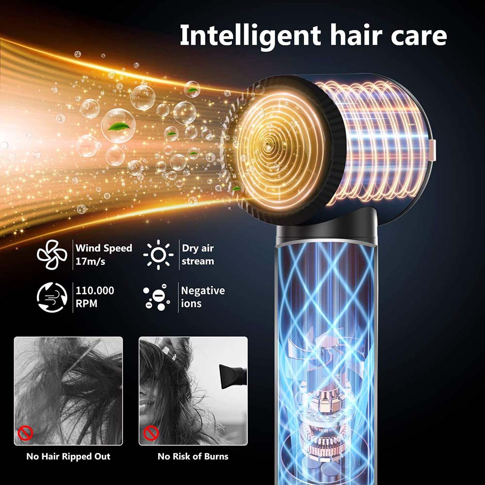 7 in 1 Hair Blow Dryer Brush Auto Curler Hot Air Brush Comb High Speed Hair Dryer Set Multi Styler