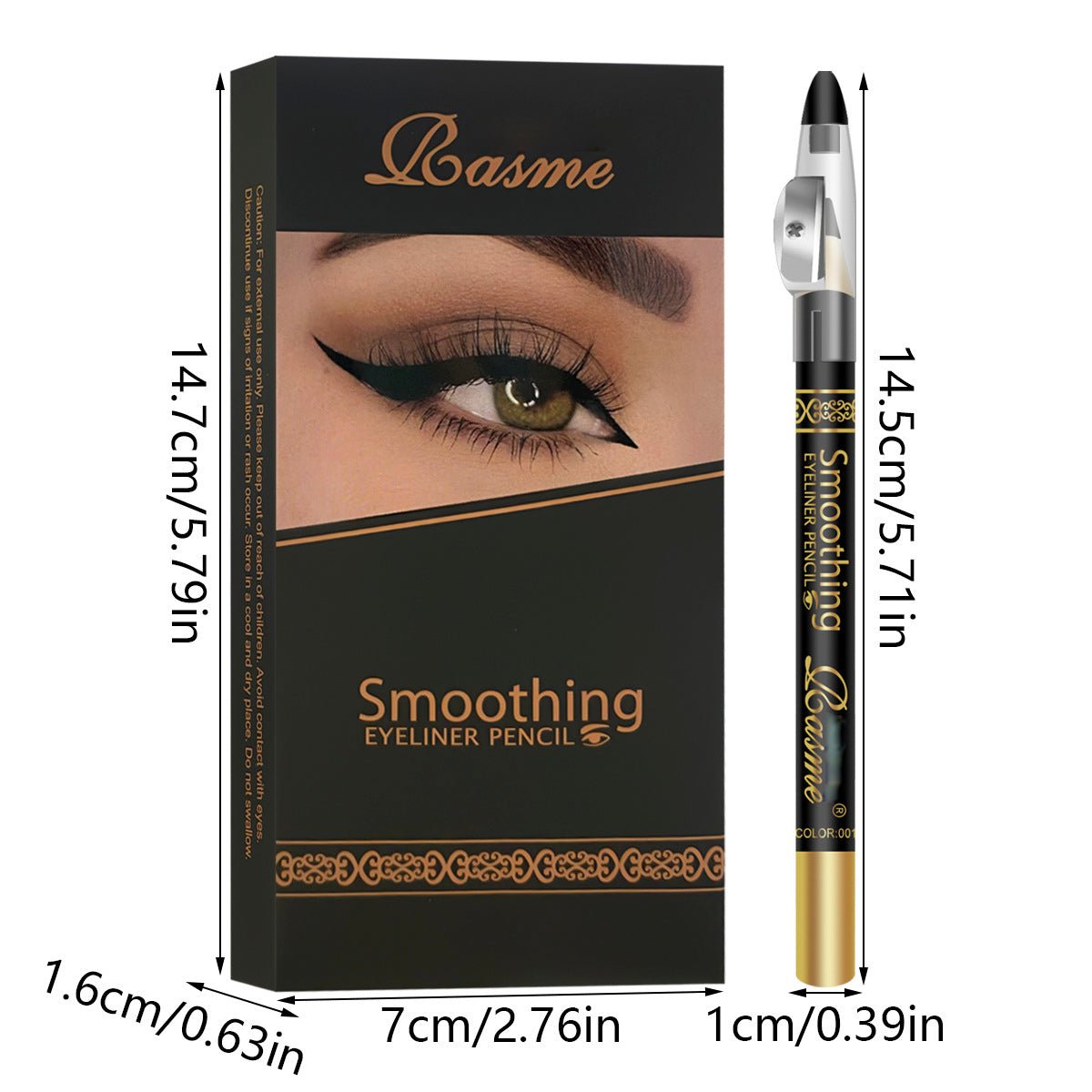 Longwear Kohl Eyeliner Pencil Waterproof Smudge Proof Matte Black Eye