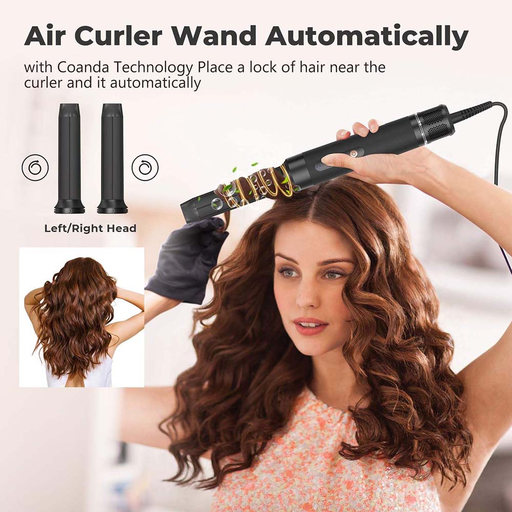 7 in 1 Hair Blow Dryer Brush Auto Curler Hot Air Brush Comb High Speed Hair Dryer Set Multi Styler
