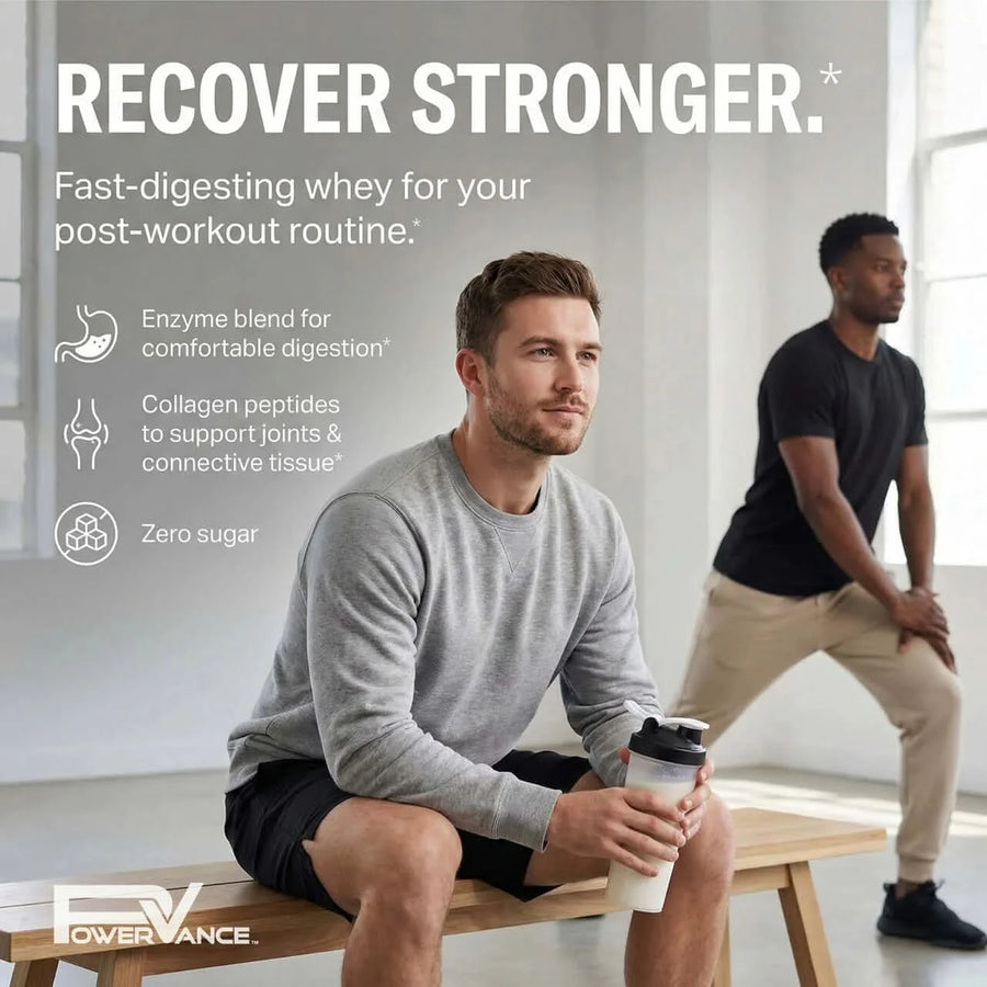 PowerVance Whey-Pro - Whey Protein Powder | Collagen Peptides + Digestive Enzymes + BCAAs