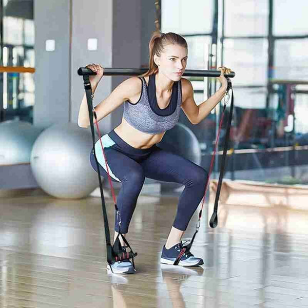 Pilates Bar Kit With Resistance Bands Portable Home Gym Workout Equipment Perfect Stretched Fusion Exercise Bar And Bands - Sccoti