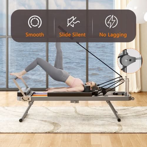 Pilates Core Bed, Foldable Home High Quality, Yoga Studio Commercial Fitness Equipment, Black - Sccoti