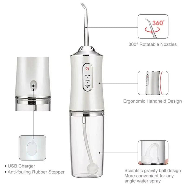 3 Modes Water Dental Flosser Pick for Teeth: Different Cleaning Modes Cordless Portable with Different Heads - Waterproof Flossing Cleaning Picks for Home & Travel - Sccoti