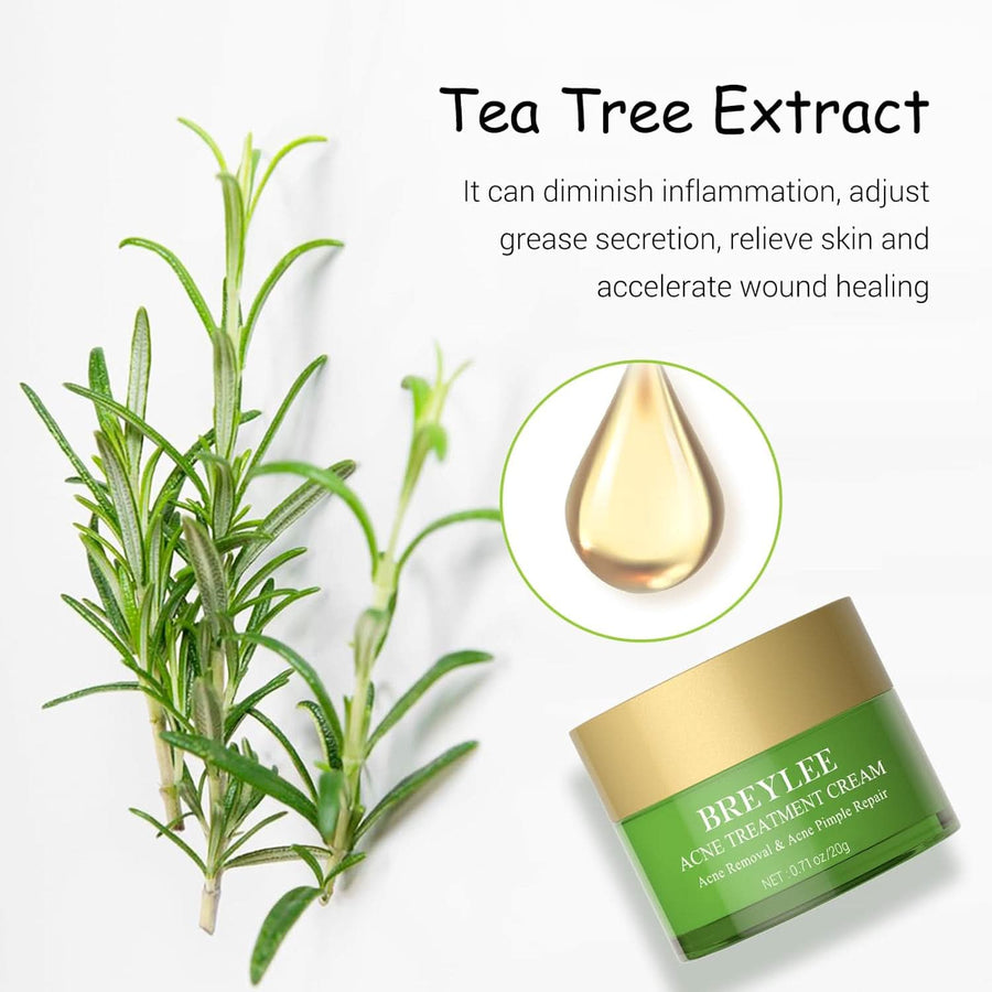 BREYLEE Acne Treatment Cream, Tea Tree Oil Acne Cream for Clearing Severe Acne, Breakout, Remove Pimple and Repair Skin (20ml,0.7oz) - Sccoti