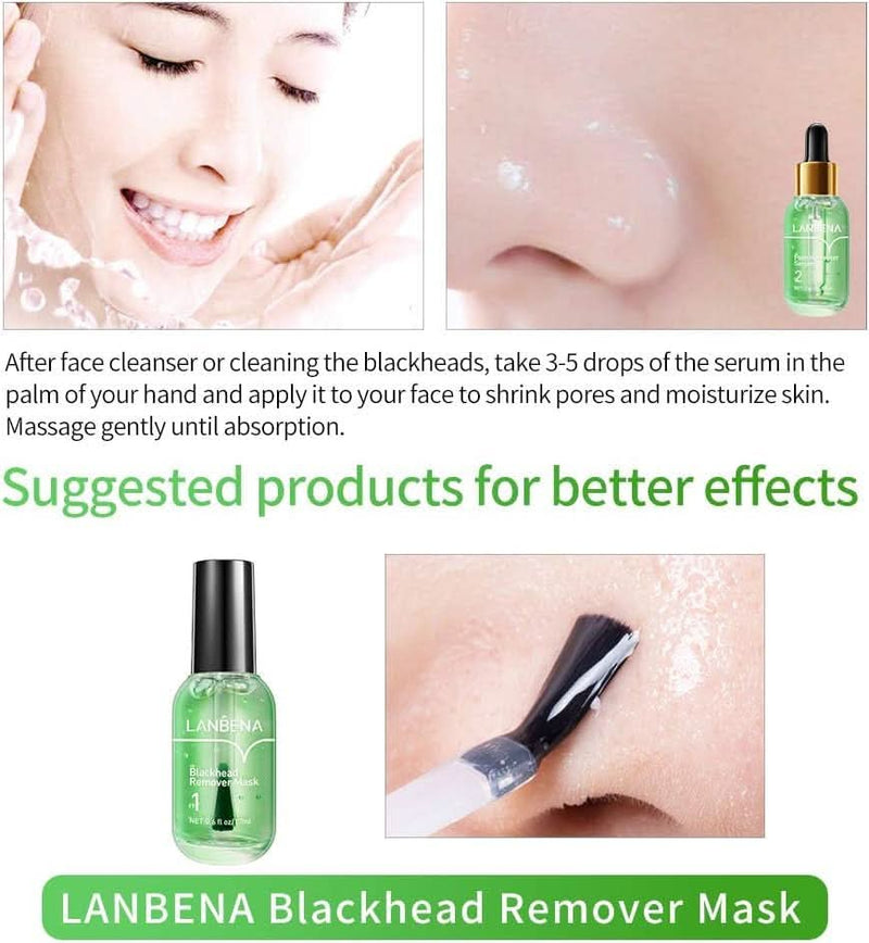 LANBENA Pore Minimizer Serum, Pores Shrinking Serum for Face, Oil Control Firming, Tightening Pores, Vegan Moisture after Blackhead Remover, Centella Asiatica, Hamamelis Virginiana, 0.6 fl.oz - Sccoti