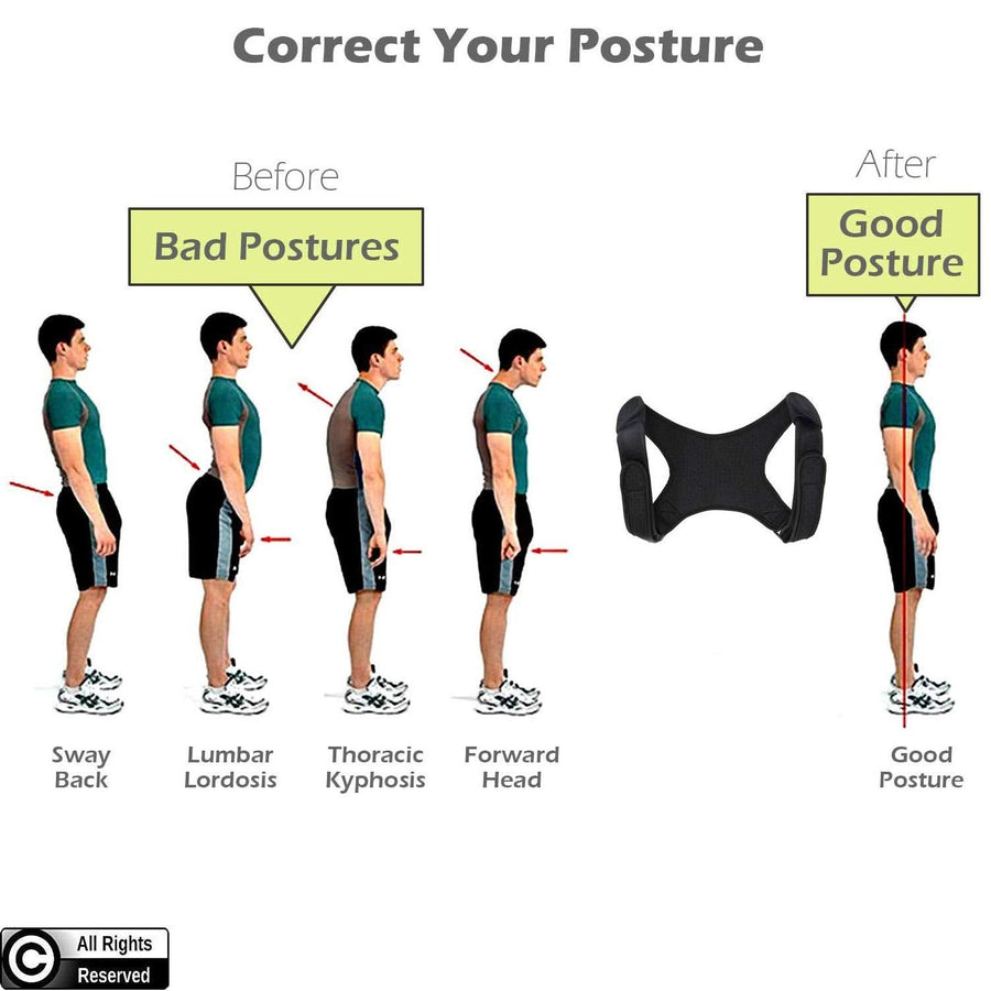 Posture Corrector & Spine Support | Universal Fit Adjustable Upper Back Brace For Clavicle To Support Neck, Back and Shoulder Pain Relief Kyphosis Straightener - Sccoti