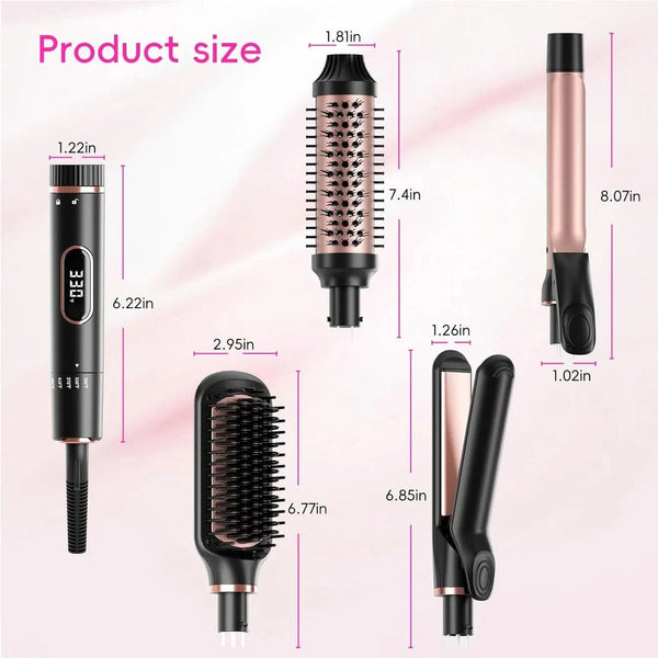 Professional 5 - in - 1 Curling Iron Set with Removable Barrels Create Loose Waves, Tight Curls, and Beachy Rings for Hair Types - Sccoti