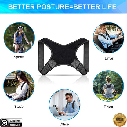 Posture Corrector & Spine Support | Universal Fit Adjustable Upper Back Brace For Clavicle To Support Neck, Back and Shoulder Pain Relief Kyphosis Straightener