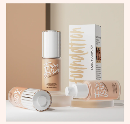 Matte Liquid Foundation in Black Concealer and Brightening Cream for Face Base Makeup - Vegan, Cruelty-Free, Long-Lasting