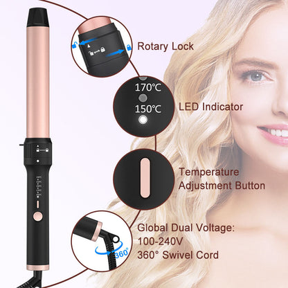 Professional 5-in-1 Curling Iron Set with Removable Barrels Create Loose Waves, Tight Curls, and Beachy Rings for Hair Types