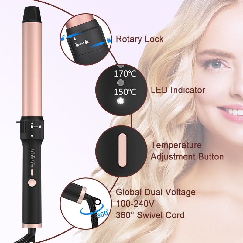 Professional 5 - in - 1 Curling Iron Set with Removable Barrels Create Loose Waves, Tight Curls, and Beachy Rings for Hair Types - Sccoti