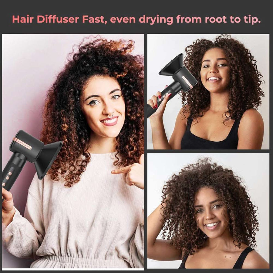 7 in 1 Hair Blow Dryer Brush Auto Curler Hot Air Brush Comb High Speed Hair Dryer Set Multi Styler - Sccoti