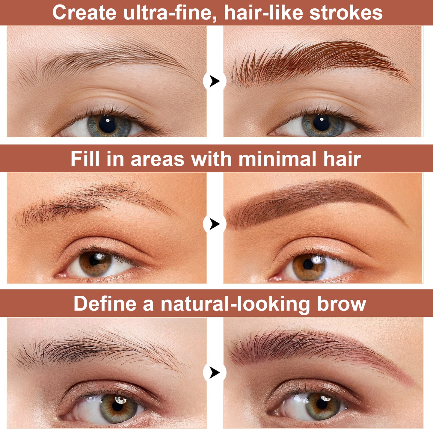 Magic Eyebrow Microblading Pencil Long-Lasting 4-Tip Magic Eyebrow Pencil | Precise Fine Stroke Brow Pen for Natural-Looking Brows