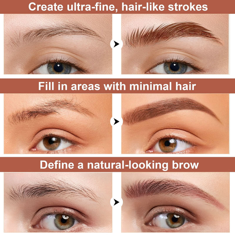 Magic Eyebrow Microblading Pencil Long - Lasting 4 - Tip Magic Eyebrow Pencil | Precise Fine Stroke Brow Pen for Natural - Looking Brows - Sccoti