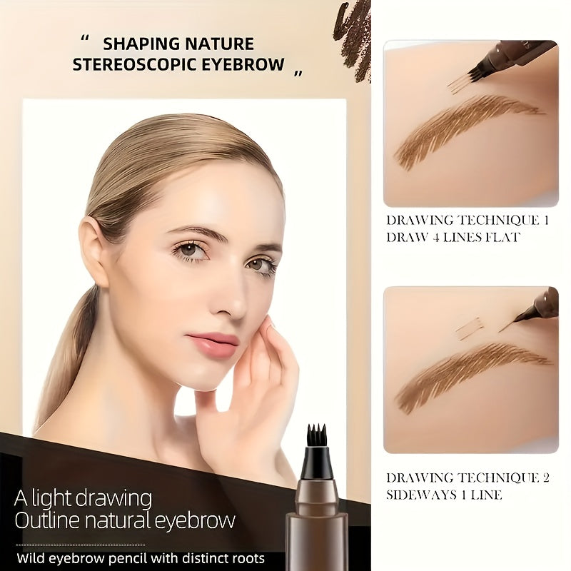 Magic Eyebrow Microblading Pencil Long-Lasting 4-Tip Magic Eyebrow Pencil | Precise Fine Stroke Brow Pen for Natural-Looking Brows