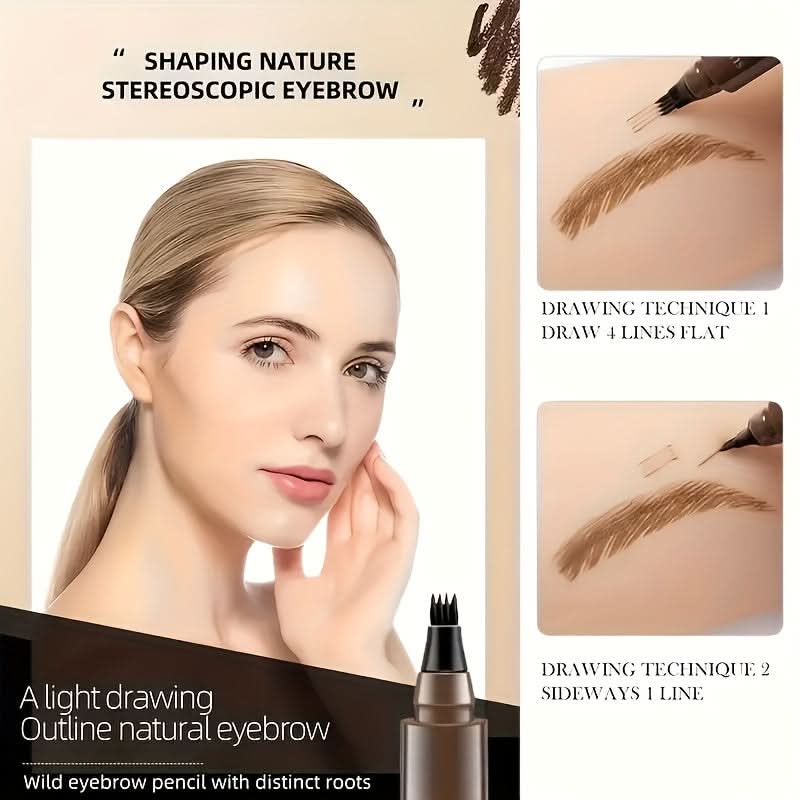 Magic Eyebrow Microblading Pencil Long - Lasting 4 - Tip Magic Eyebrow Pencil | Precise Fine Stroke Brow Pen for Natural - Looking Brows - Sccoti
