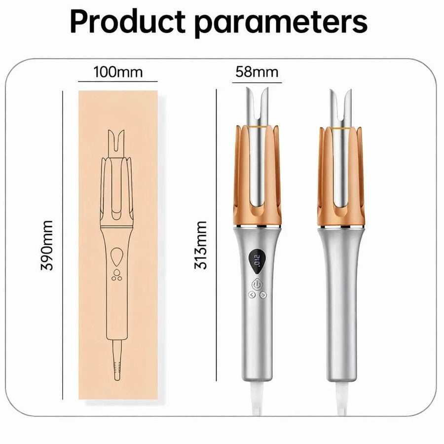 5 Temperature Levels Professional Automatic Portable 360° Ceramic Hair Curler PTC Heater Negative Ion Technology Spiral Wand - Sccoti