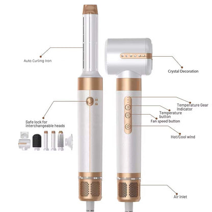 7 in 1 Hair Blow Dryer Brush Auto Curler Hot Air Brush Comb High Speed Hair Dryer Set Multi Styler