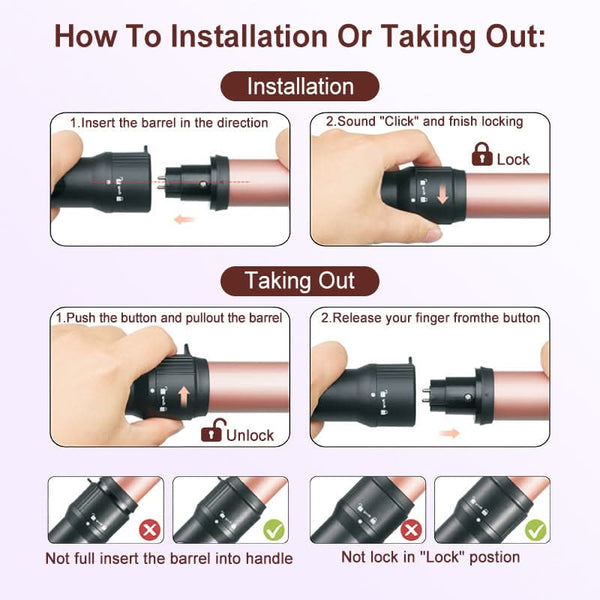 Professional 5 - in - 1 Curling Iron Set with Removable Barrels Create Loose Waves, Tight Curls, and Beachy Rings for Hair Types - Sccoti