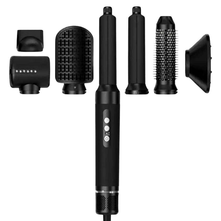7 in 1 Hair Blow Dryer Brush Auto Curler Hot Air Brush Comb High Speed Hair Dryer Set Multi Styler - Sccoti