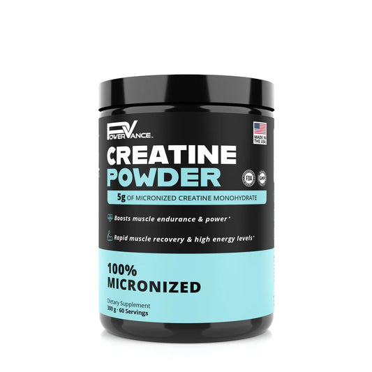 PowerVance Creatine Monohydrate 100% Micronized – Pure Creatine Powder for Muscle Strength & Performance | 5g per Serving, 300g