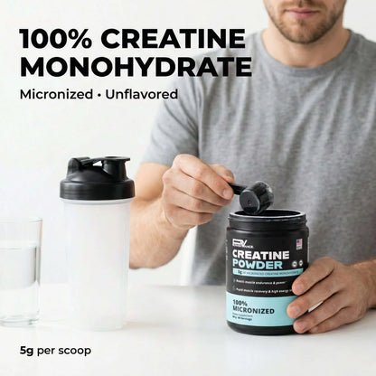 PowerVance Creatine Monohydrate 100% Micronized – Pure Creatine Powder for Muscle Strength & Performance | 5g per Serving, 300g