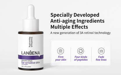 Lanbena soro de retinol para rosto, soro de retinol com ácido hialurônico para rugas e linhas finas, soro facial noturno renovador e rechonchudo para pele brilhante, soro para pele sensível, 30ml