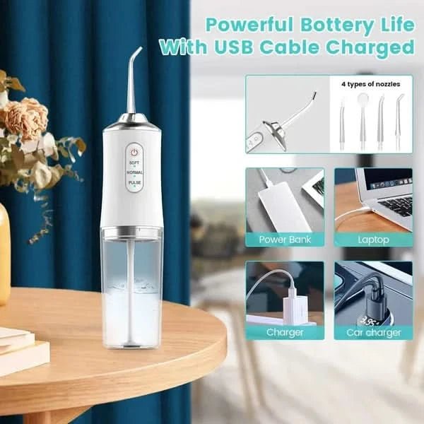 3 Modes Water Dental Flosser Pick for Teeth: Different Cleaning Modes Cordless Portable with Different Heads - Waterproof Flossing Cleaning Picks for Home & Travel - Sccoti