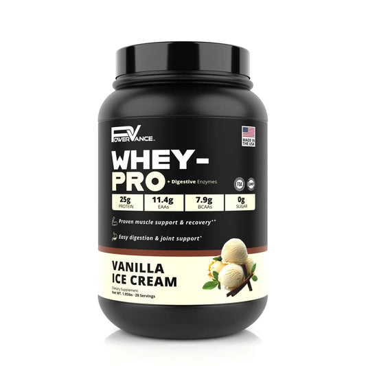 PowerVance Whey-Pro - Whey Protein Powder | Collagen Peptides + Digestive Enzymes + BCAAs