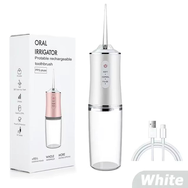 Aparelho de Fio Dental com Água para Dentes: 5 Modos de Limpeza Sem Fios Portátil com 4 Cabeças - Aparelho de Limpeza à Prova de Água para Casa e Viagem